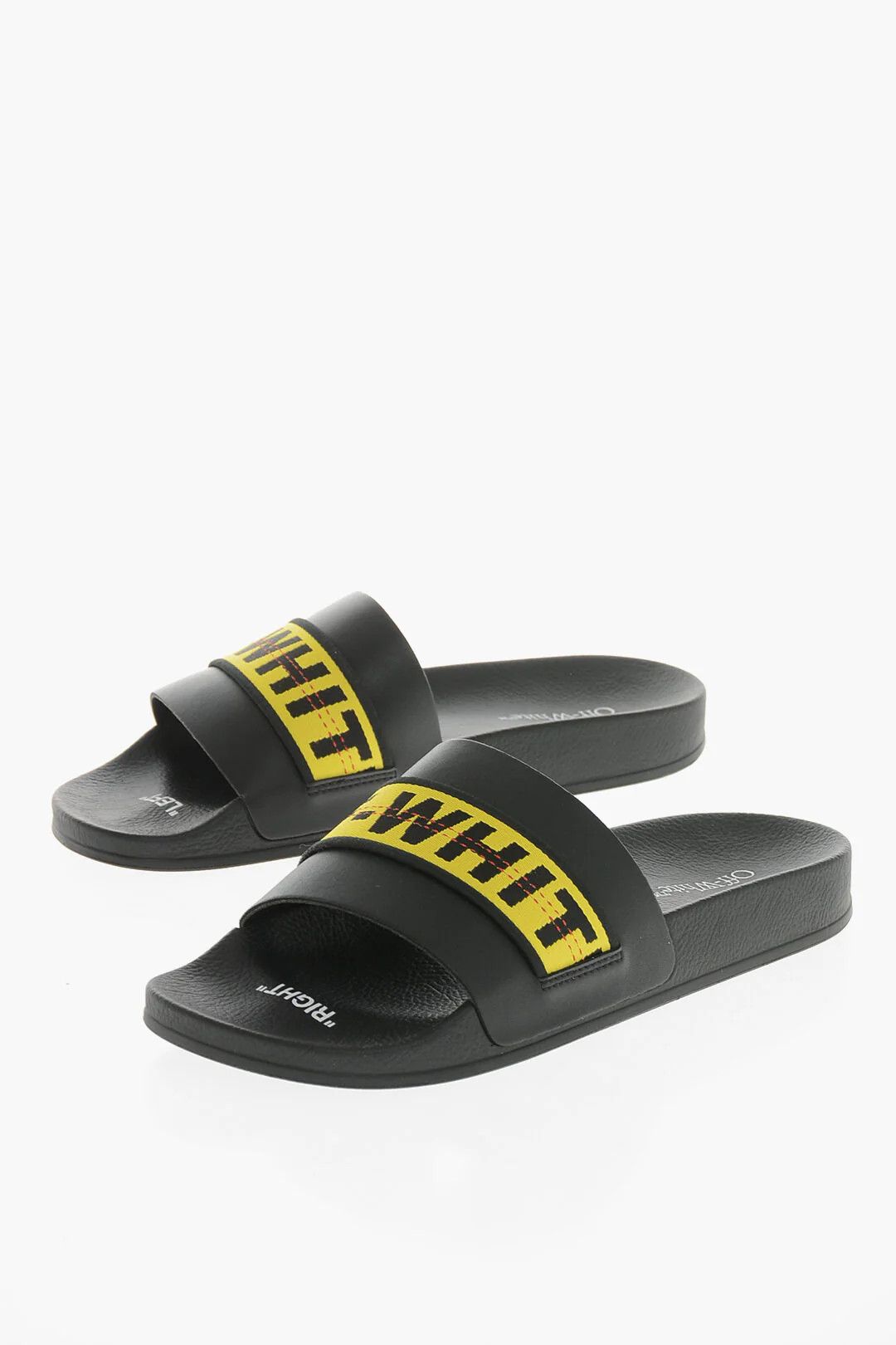 Off-White og1mm0426 Rubber Slides in Yellow & Black Size US 5.5 / EU 38 - 3 Thumbnail