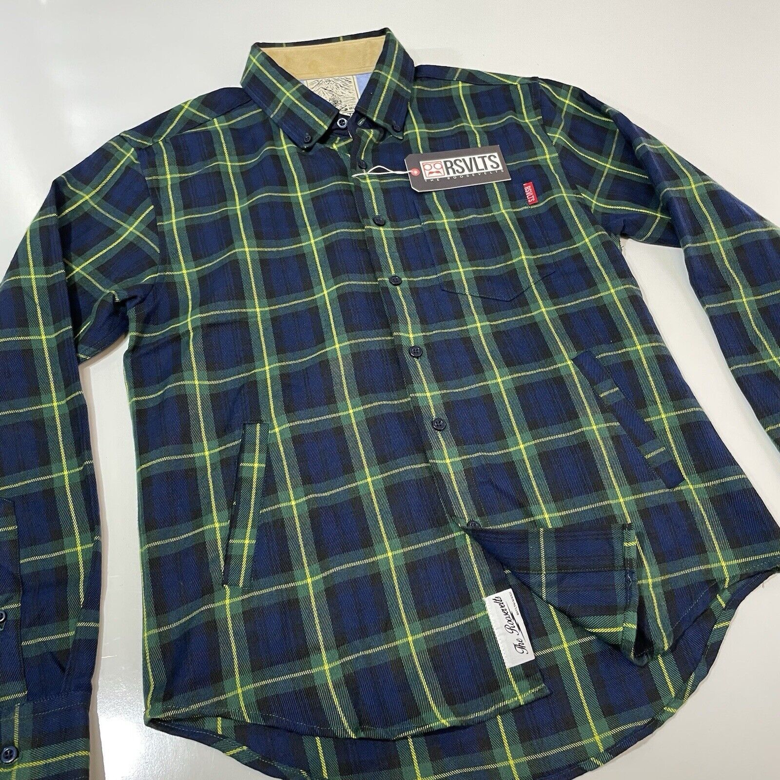 RVLT RSVLTS Men’s Gordon Modern Flannel Small Plaid Button Shirt Size US S / EU 44-46 / 1 - 4 Thumbnail