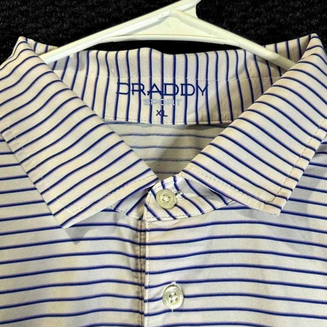Vintage Draddy Sport Golf Polo Shirt Mens XL White Stripe Dry Fit Performance Shirt Size US XL / EU 56 / 4 - 3 Thumbnail