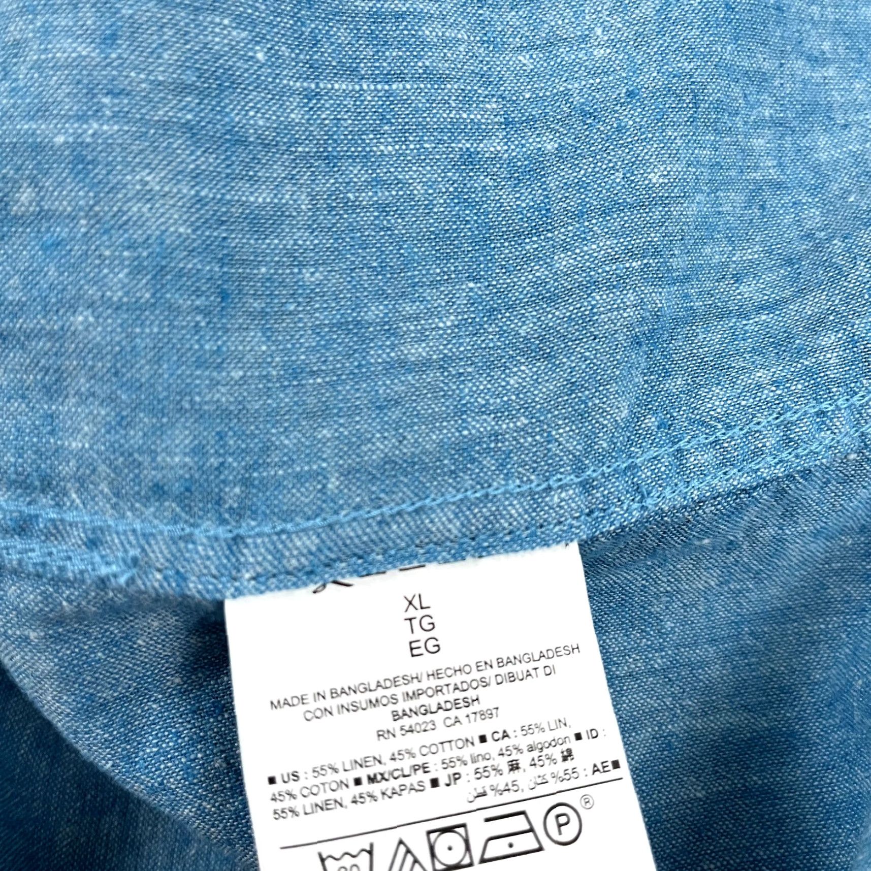 Old Navy OLD NAVY Shirt Mens XL Slim Blue Linen Blend Button-Down Long Sleeve Preppy L/S Size US XL / EU 56 / 4 - 3 Thumbnail