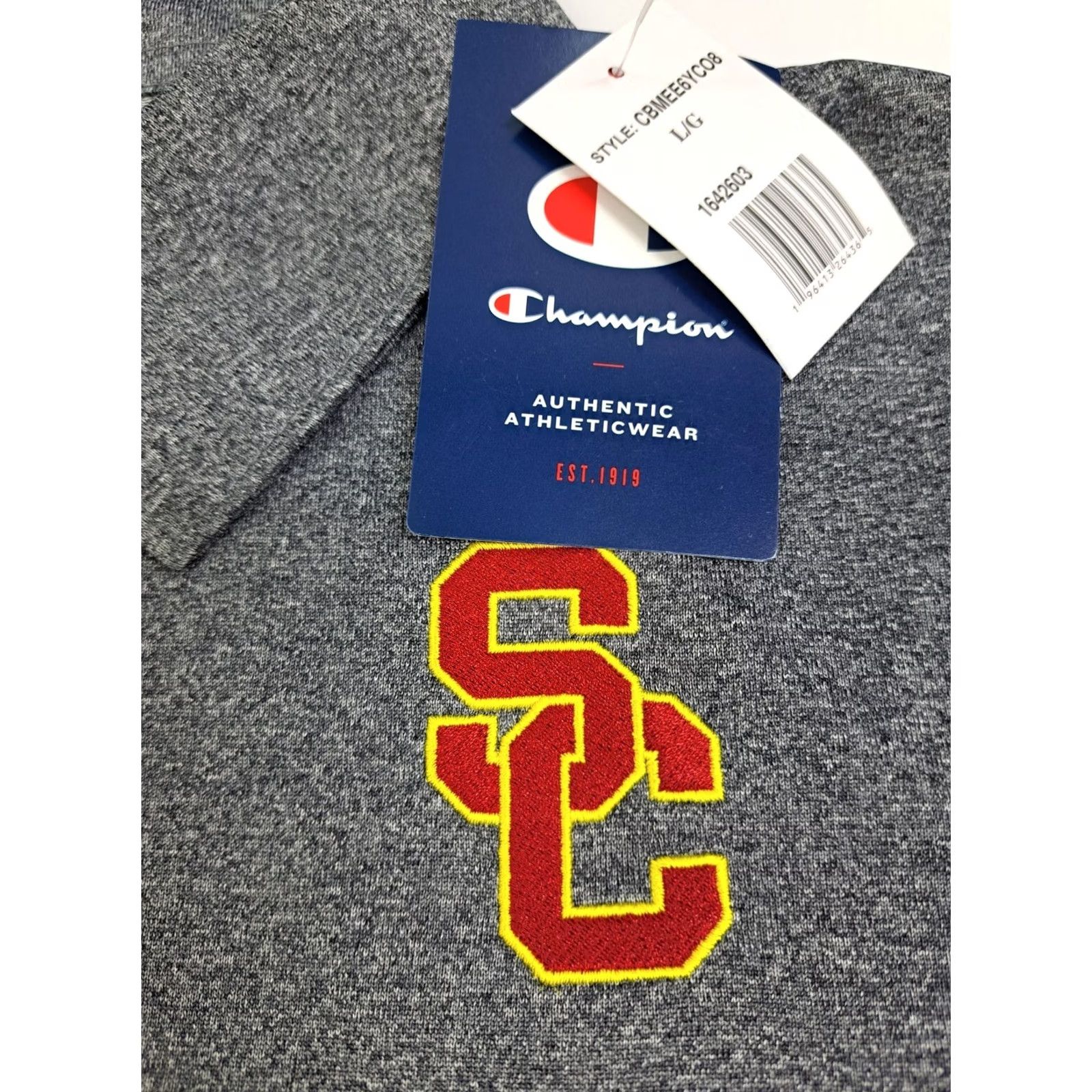 Champion NWT Champion USC Polo Shirt Mens L Grey Blue Stripes Collegiate Licensed Size US L / EU 52-54 / 3 - 3 Thumbnail