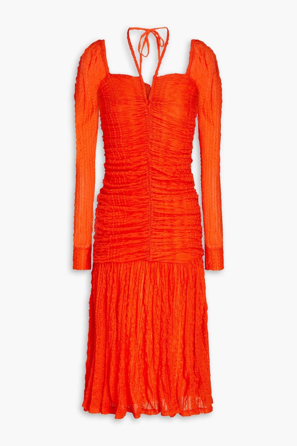 Ganni GANNI Ruched stretch-cloqué halterneck midi dress EU 38 Size M / US 6-8 / IT 42-44 - 1 Thumbnail