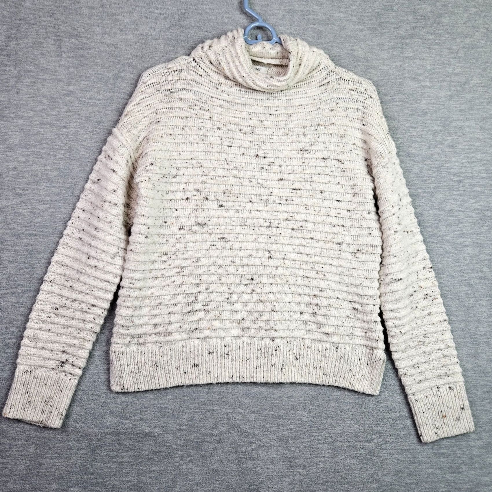 Madewell Madewell Women’s XS Cream Flecked Ribbed Knit Mock Neck Sweater Size XS / US 0-2 / IT 36-38 - 2 Thumbnail
