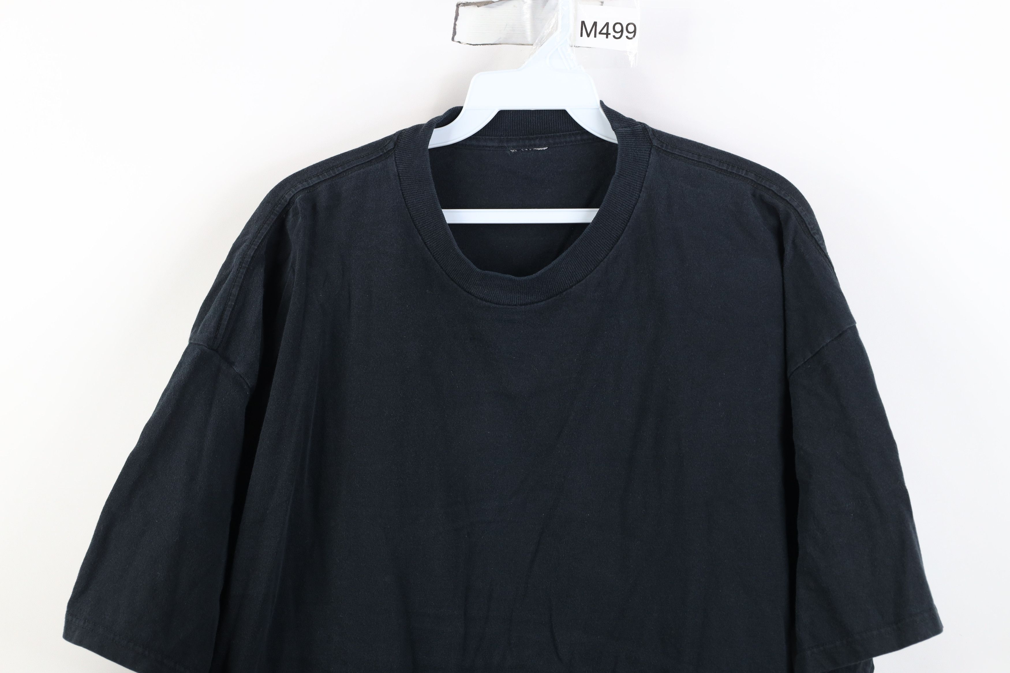 Vintage Vintage 90s Y2K Streetwear Blank Cotton T-Shirt Black Size US XL / EU 56 / 4 - 2 Thumbnail