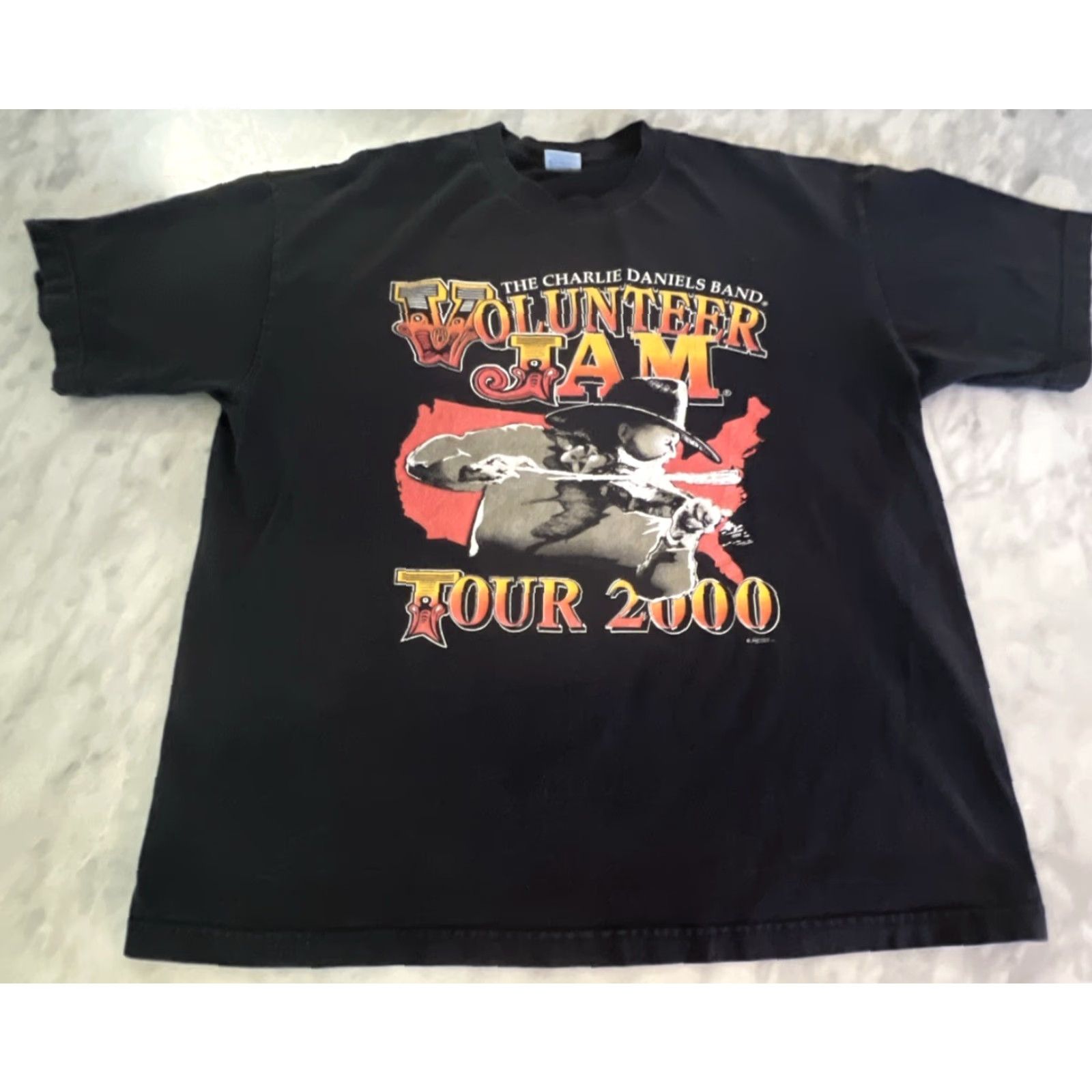 AAA VINTAGE Charlie Daniels Band Tour Shirt Men’s 2XL Short Sleeve Black Graphic Tee Double Sided 2000s Mens Size US XXL / EU 58 / 5 - 3 Thumbnail