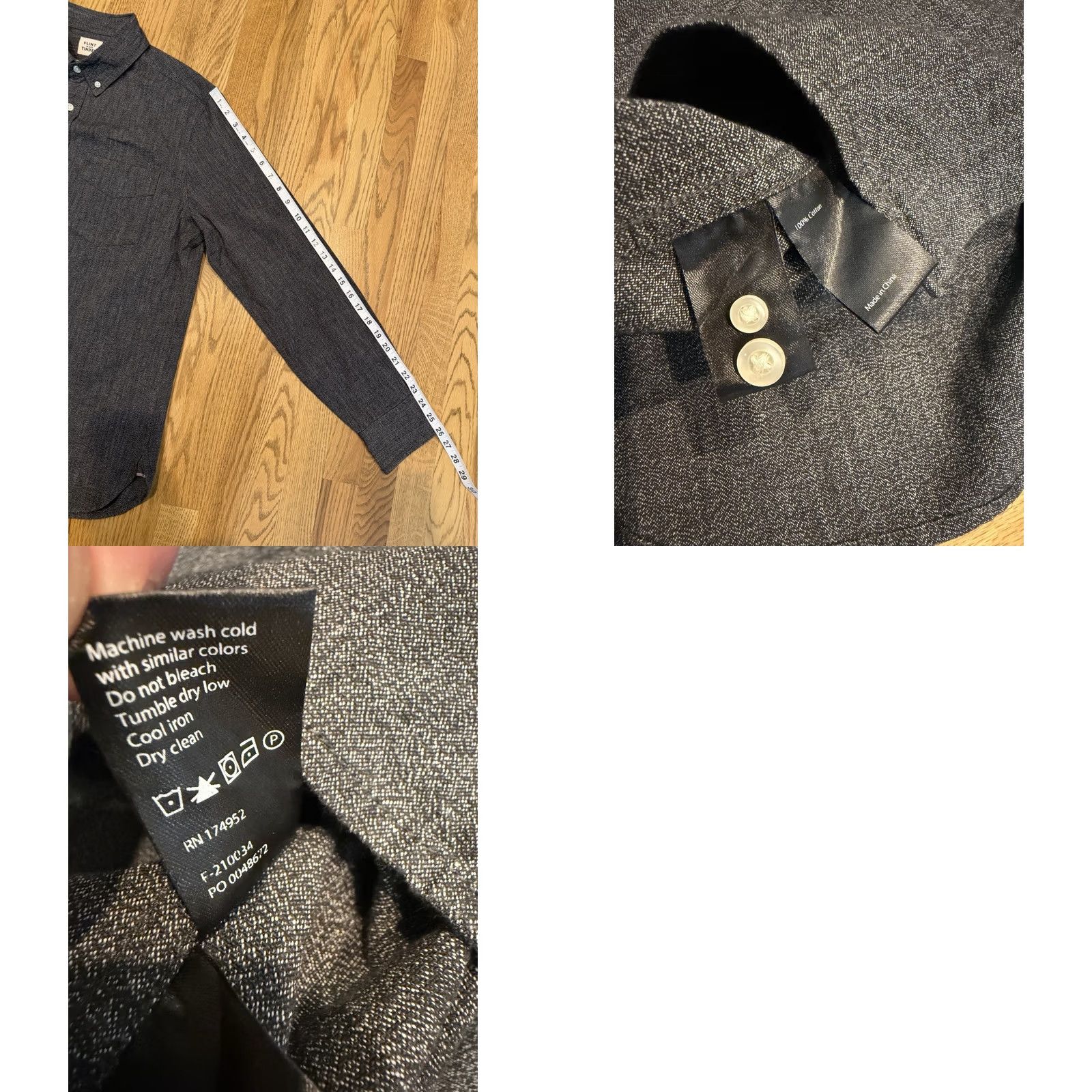 Flint And Tinder Flint & Tinder Shirt Selvedge Architect Shirt Men’s Large Marled Charcoal Slim Size US M / EU 48-50 / 2 - 9 Thumbnail