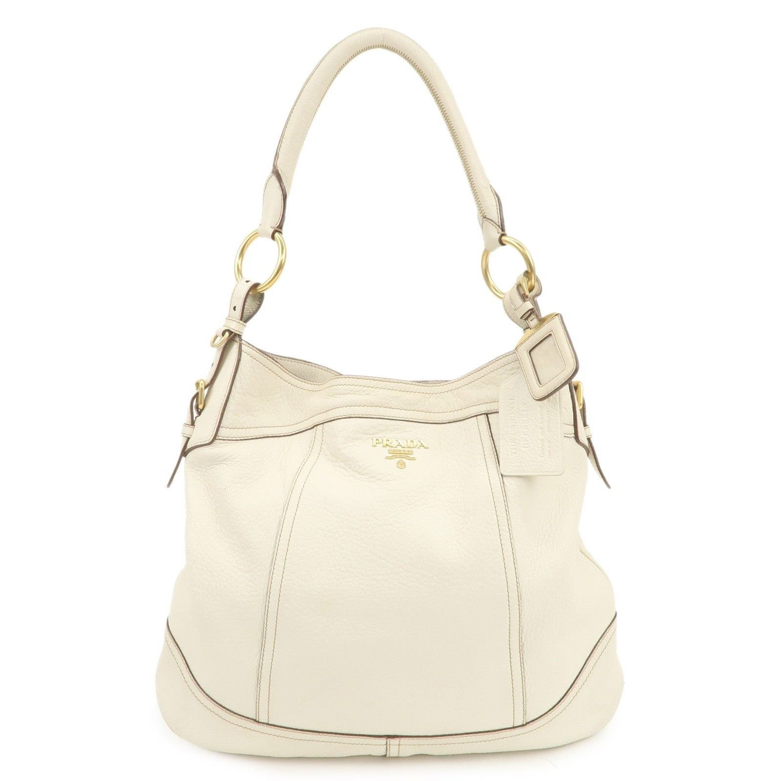 Prada Prada Logo Calfskin Shoulder Bag Cream Size ONE SIZE - 1 Thumbnail