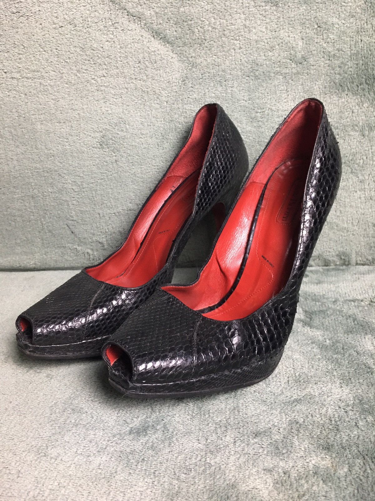 Paciotti Cesare Paciotti Black Snakeskin Leather Peep Toe Pumps EU 41 Size US 11 / IT 41 - 2 Thumbnail