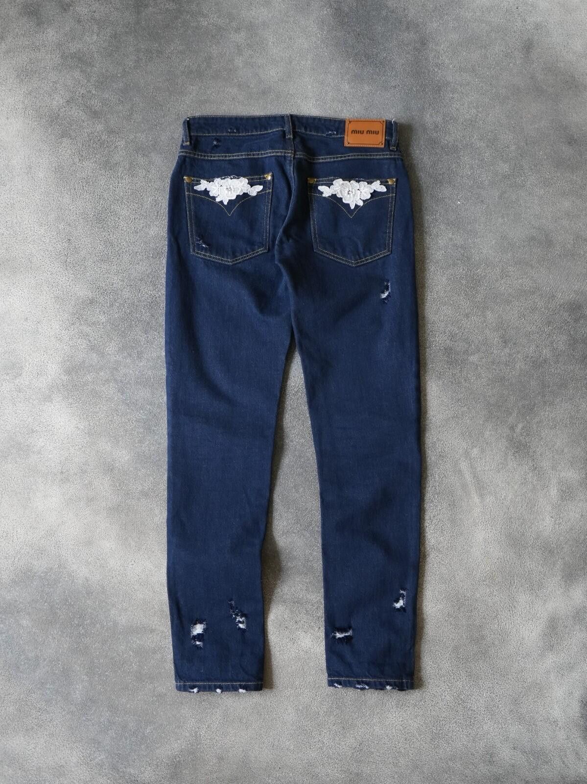Miu Miu Miu Miu Distressed W/ Lace Part Skinny Jeans Pants Size 26" / US 2 / IT 38 - 7 Thumbnail