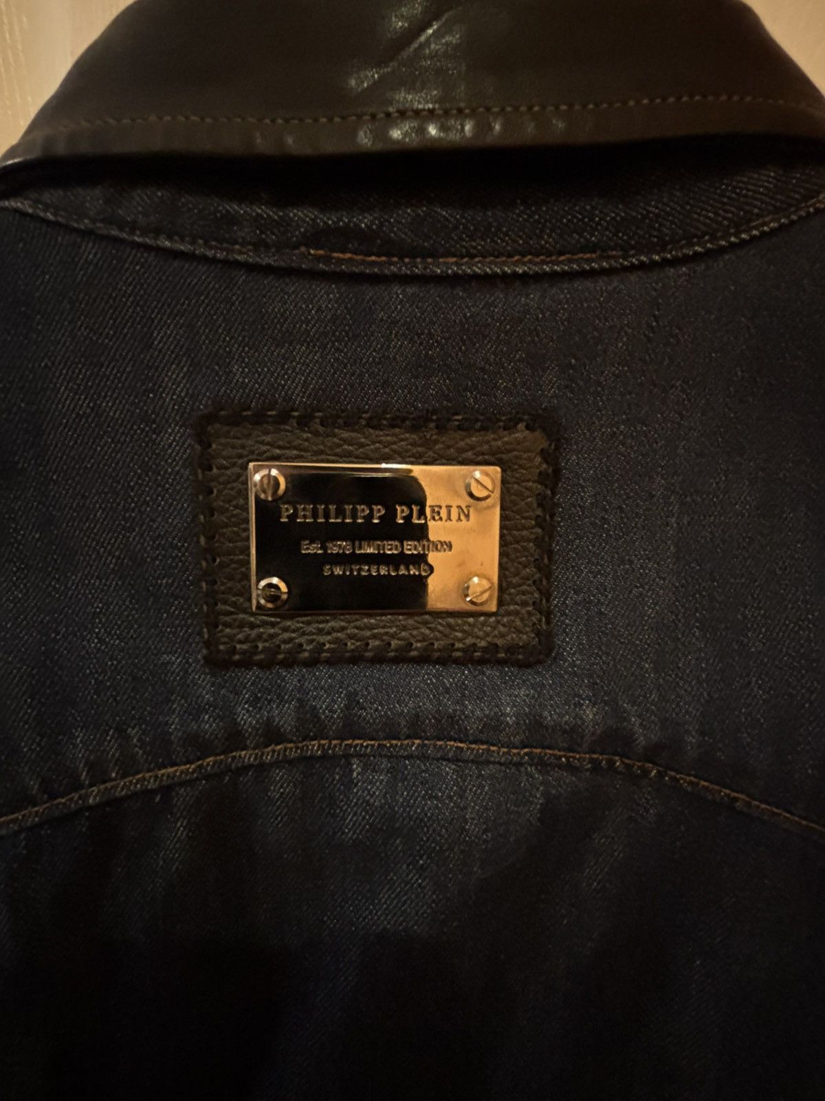 Philipp Plein Phillip Plein Denim Button Up Lamb Leather collar and cuffs Size US XL / EU 56 / 4 - 4 Thumbnail