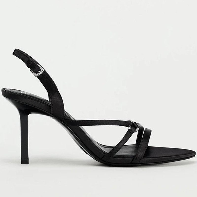 Zara Women's Strappy Heel Shoes Black Sandals Size 6.5