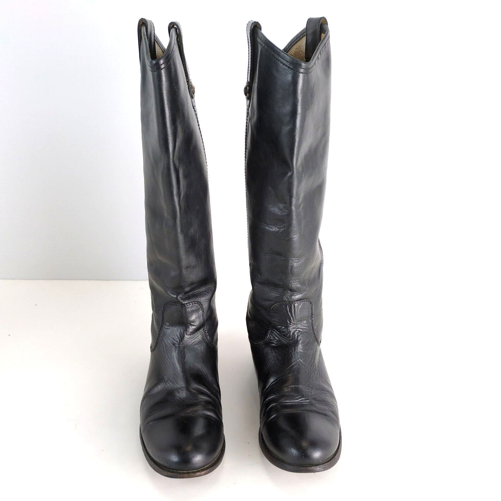 Frye Melissa Button Tall Riding Boots Women's 7.5 Black Leather Size US 7.5 / IT 37.5 - 3 Thumbnail