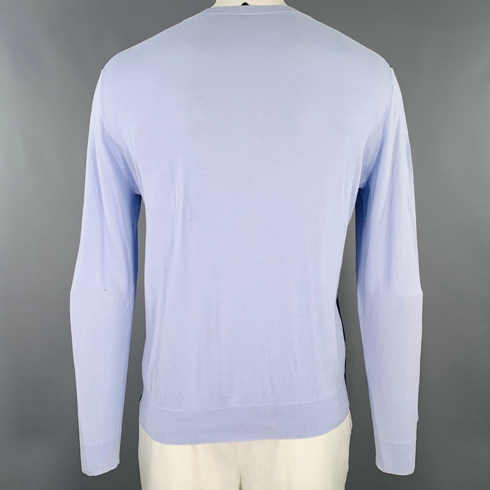 Paul Smith Size XL Navy Light Blue Two Toned Cotton Crew Neck Pullover Size US XL / EU 56 / 4 - 3 Thumbnail