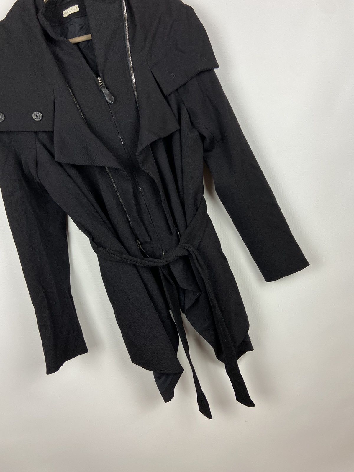 Annette Gortz × Designer Annette Gortz Asymmetrical Zip Black Women Wool Jacket Sz 40 Size S / US 4 / IT 40 - 4 Thumbnail