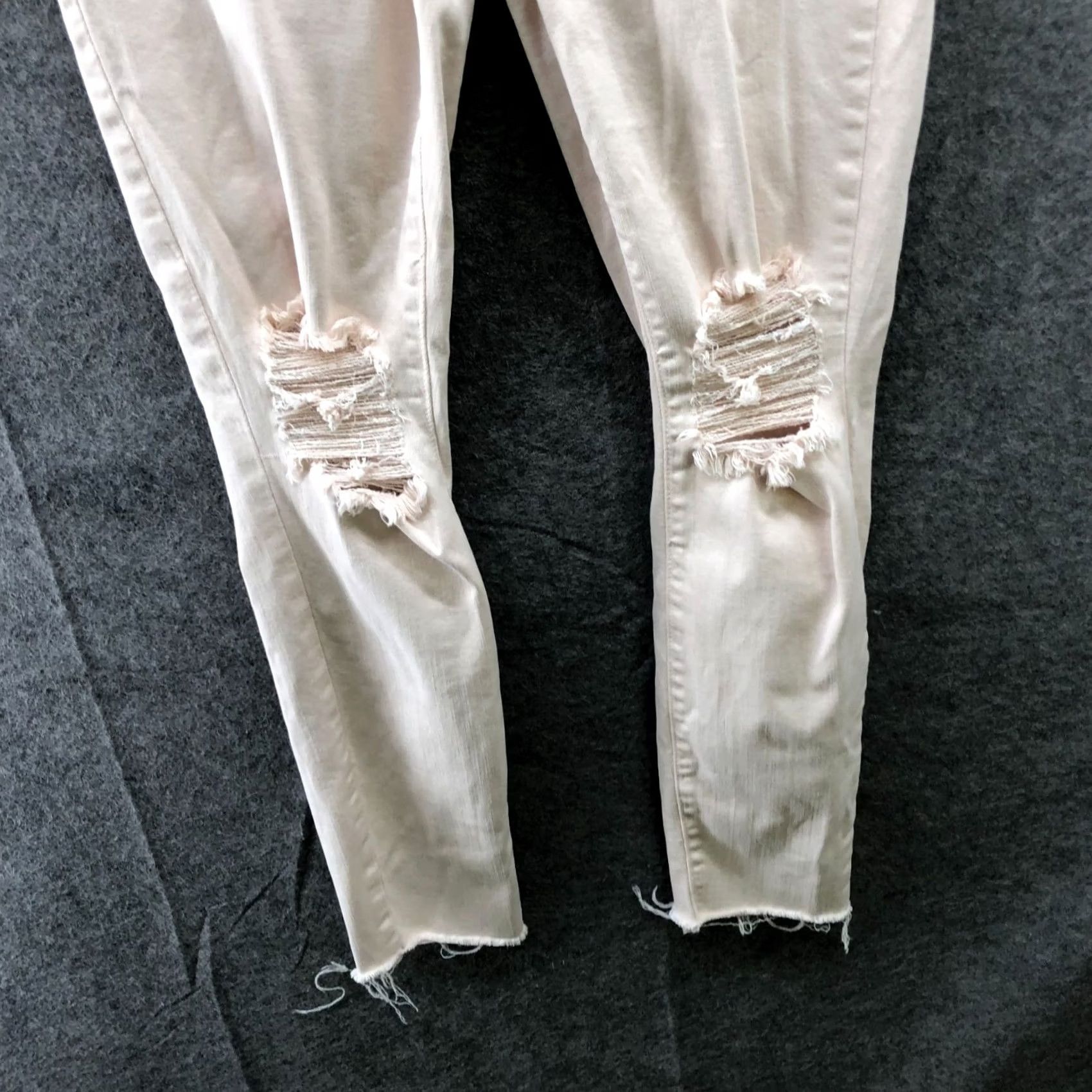L'AGENCE L'agence Margo Skinny High Rise Skinny Jean Womens 29 Quartz Destruct Beige Denim Distressed 5-Pocket Stretch Size 29" - 4 Thumbnail