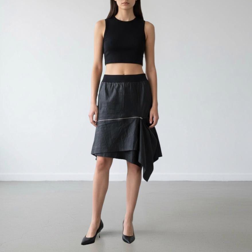 Cop Copine The Cop Copine Neutral Zipped Asymmetrical Skirt Size 30" / US 8 / IT 44 - 1 Thumbnail