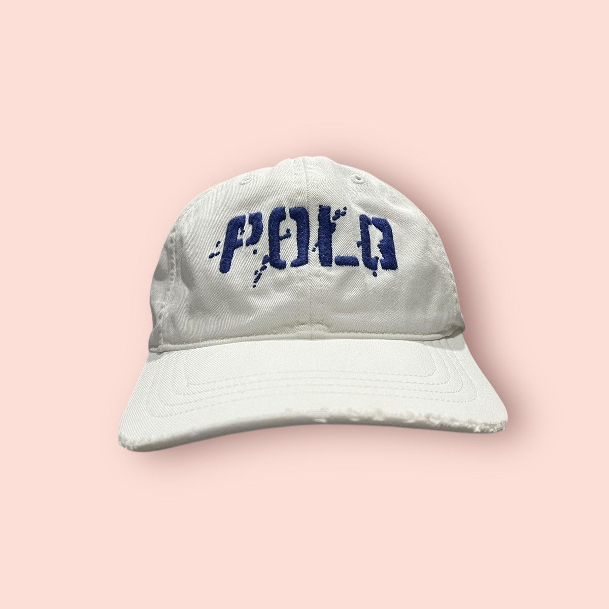 Polo Ralph Lauren × Ralph Lauren × Vintage VINTAGE POLO SPELL OUT DISTRESSED VISOR STRAPBACK CAP Size ONE SIZE - 2 Thumbnail