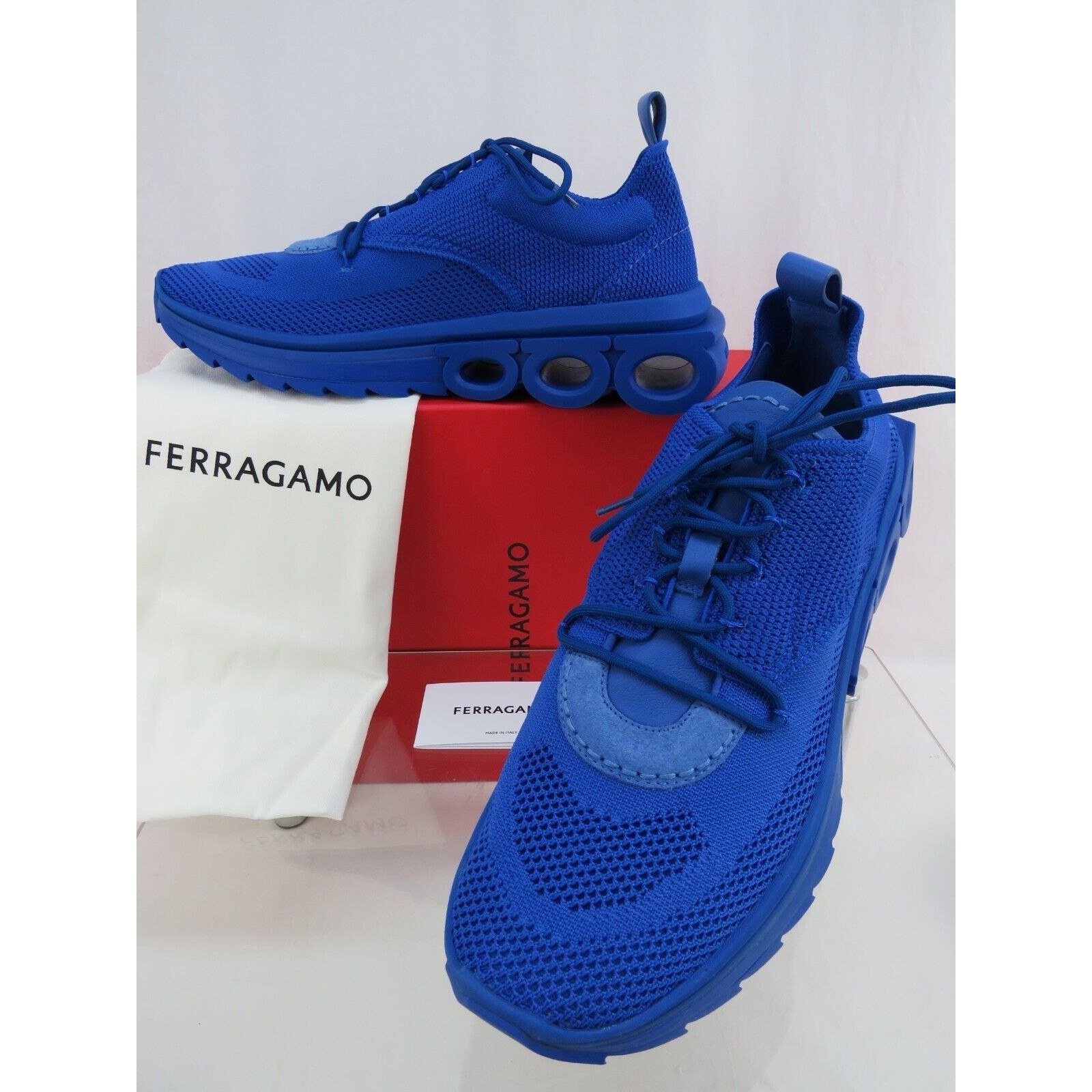 Salvatore Ferragamo FERRAGAMO BLUE NIMA MESH LACE UP LOGO LOW SNEAKERS 9 42 IT Size US 9 / EU 42 - 11 Thumbnail