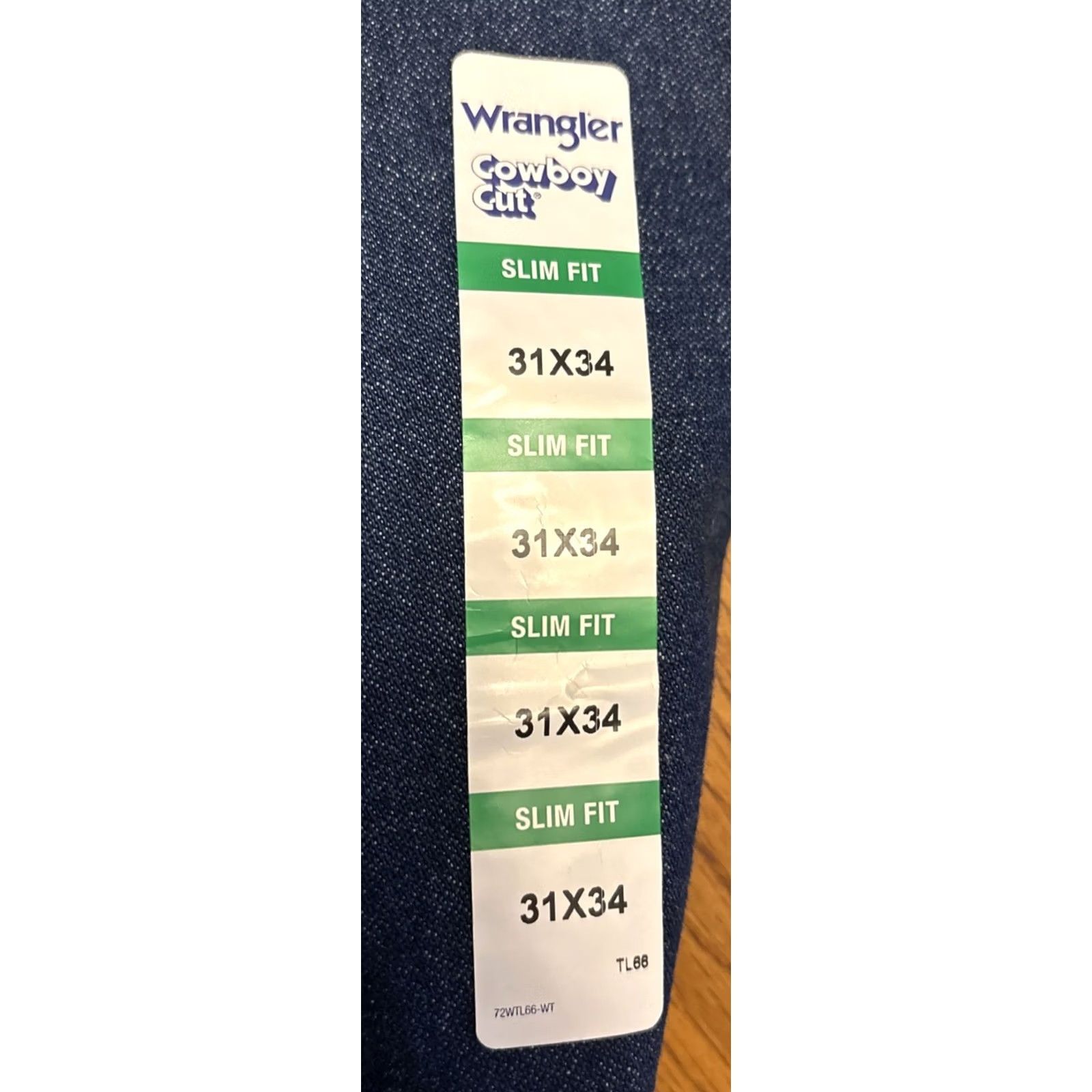 Wrangler VINTAGE Wrangler 31x34 Cowboy Cut Slim Fit Jeans Mens 100% Cotton Denim NWT Wrangler Cowboy Cut Blue 5-Pocket Rise 11.5" Belt Loops Nicaragua Size US 31 - 8 Thumbnail