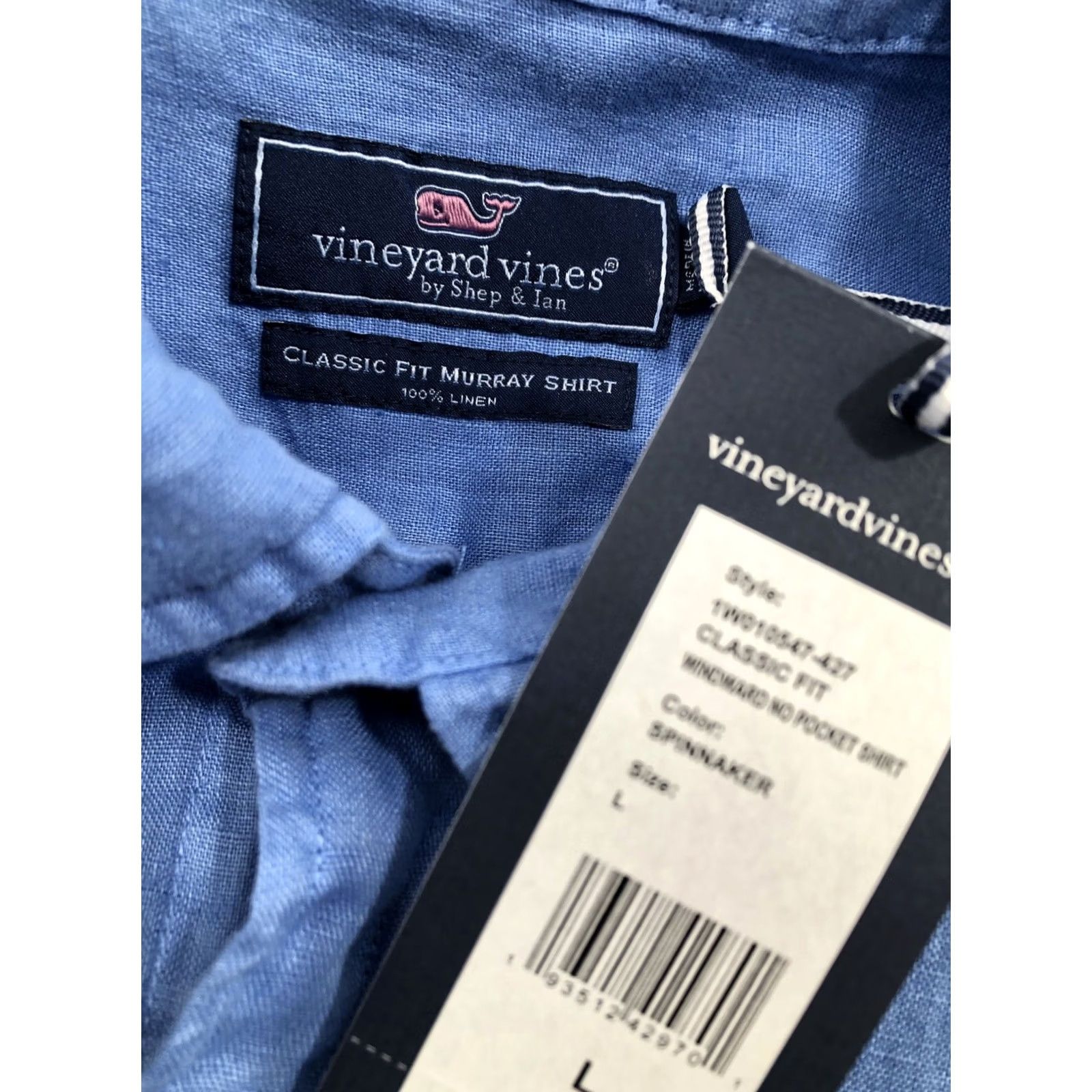 Vineyard Vines VINEYARD VINES Murray Shirt - Linen - Button-Up - Mens L - Blue - Long Sleeve - 100% Linen - New w TAGS Size US L / EU 52-54 / 3 - 6 Thumbnail