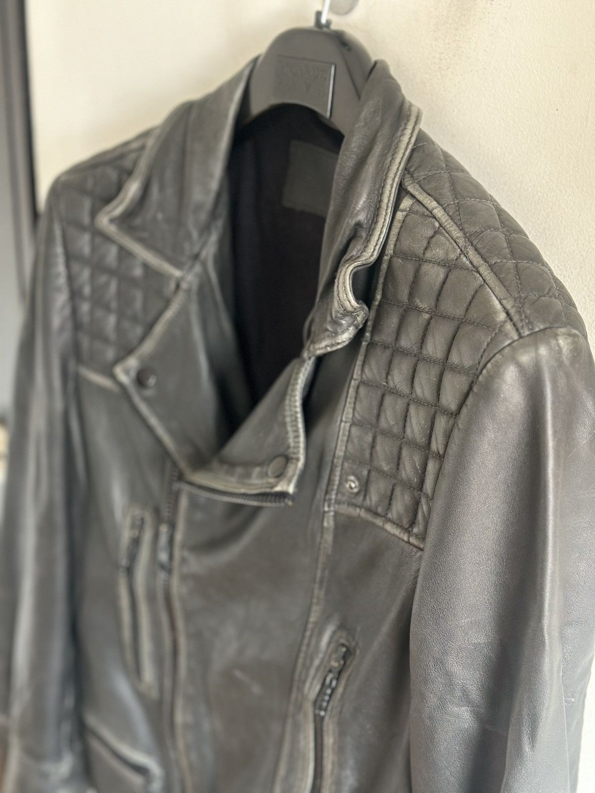 Allsaints All Saints Gray quilted Cargo biker moto leather Jacket XS Size US XS / EU 42 / 0 - 23 Thumbnail