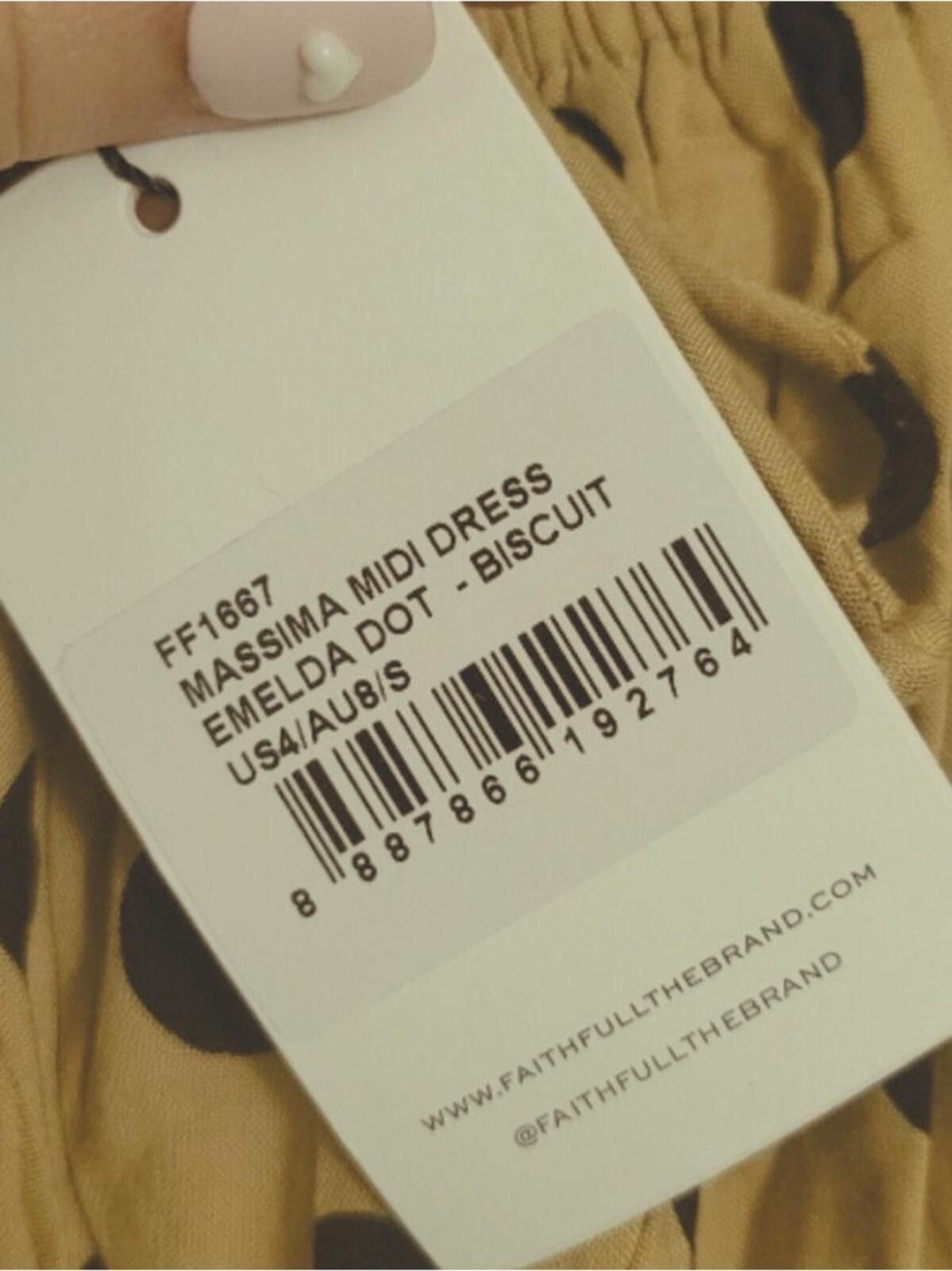 Other Faithfull the Brand Beige Midi Dress with Black Polka Dots Size S / US 4 / IT 40 - 10 Thumbnail