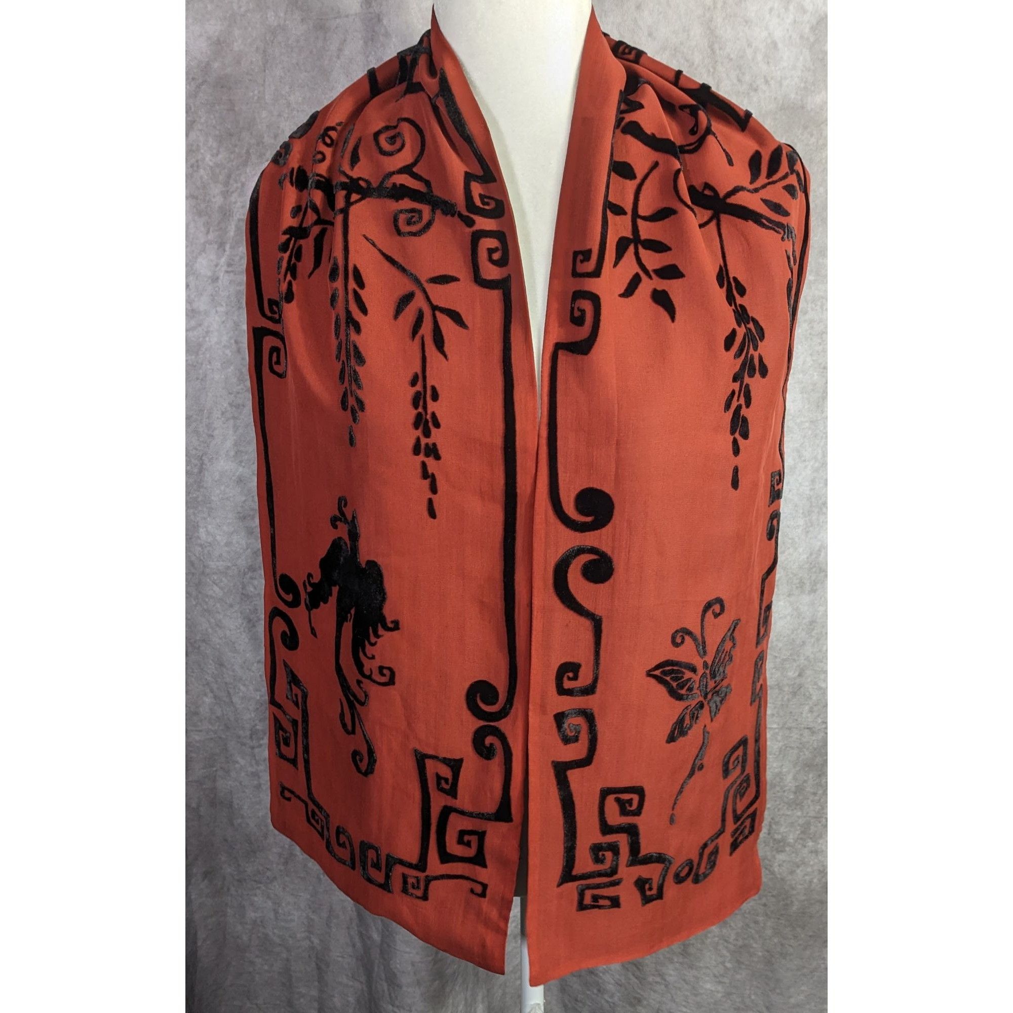 Other Vintage 90s Gothic Burnt Velvet Scarf With Intricate Butterf Size ONE SIZE - 11 Thumbnail