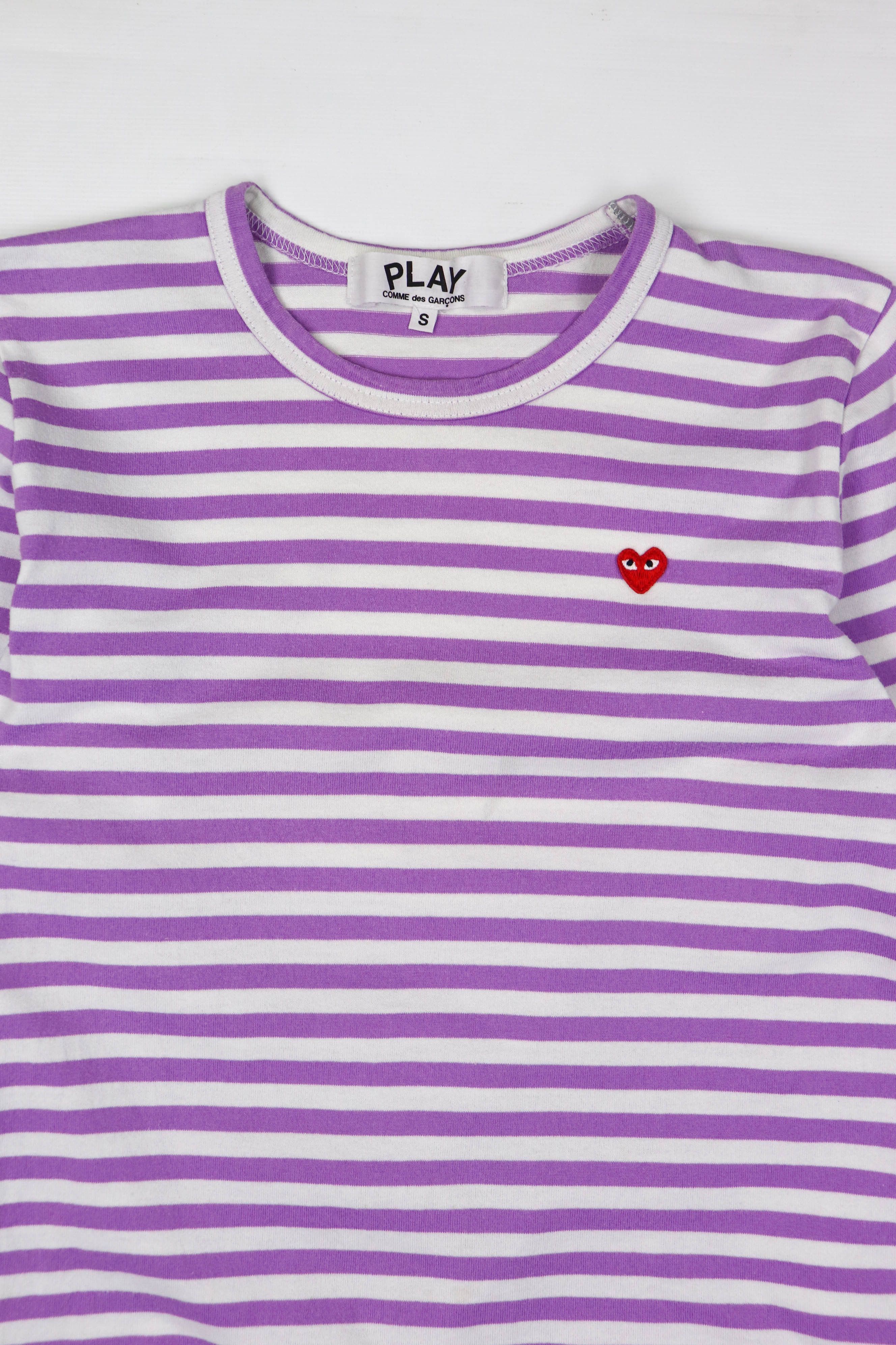 Comme des Garcons Comme des Garçons Purple White Striped Long Sleeve T-shirt Size S / US 4 / IT 40 - 4 Thumbnail