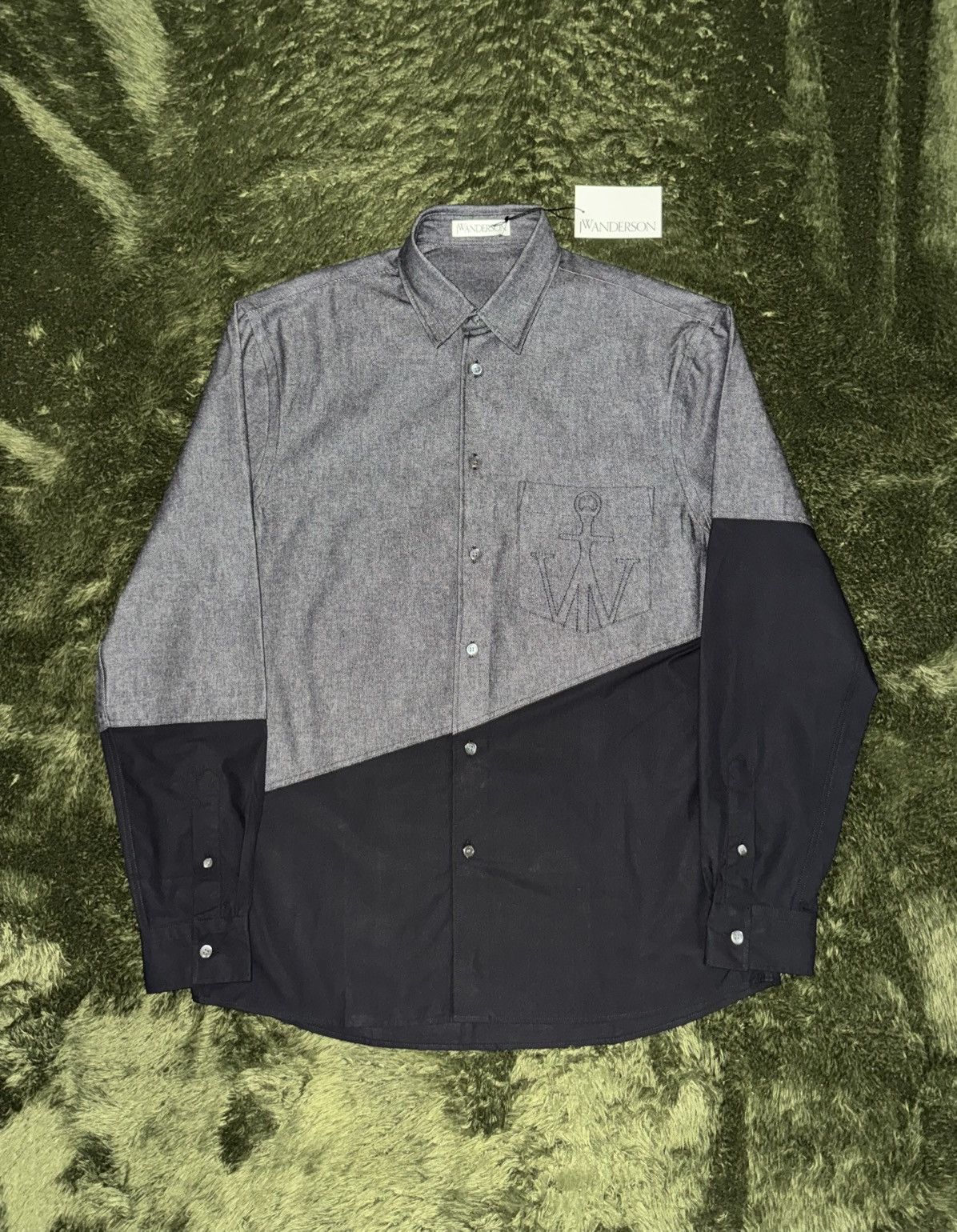 JW Anderson [EU46] JW Anderson Two-Tone Chambray Mix Shirt Black Size US L / EU 52-54 / 3 - 1 Thumbnail