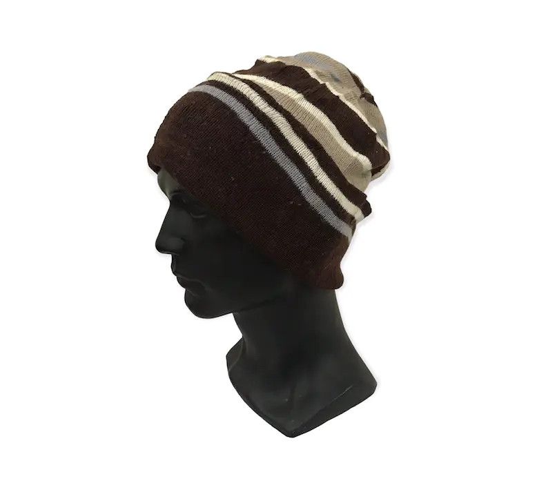 image of Stripe Design Beanie Hat, Men's