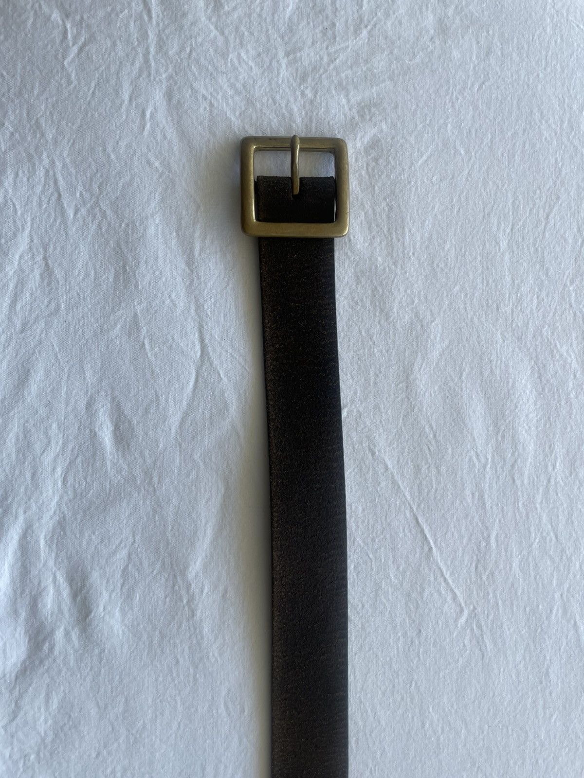 Buck Mason Brown Leather Buck Mason Belt with Square Brass Buckle Size 36 - 1 Thumbnail