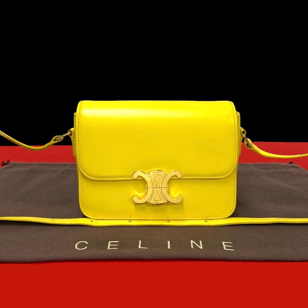 Celine Celine Shoulder Bag Yellow Leather Size ONE SIZE - 1 Thumbnail