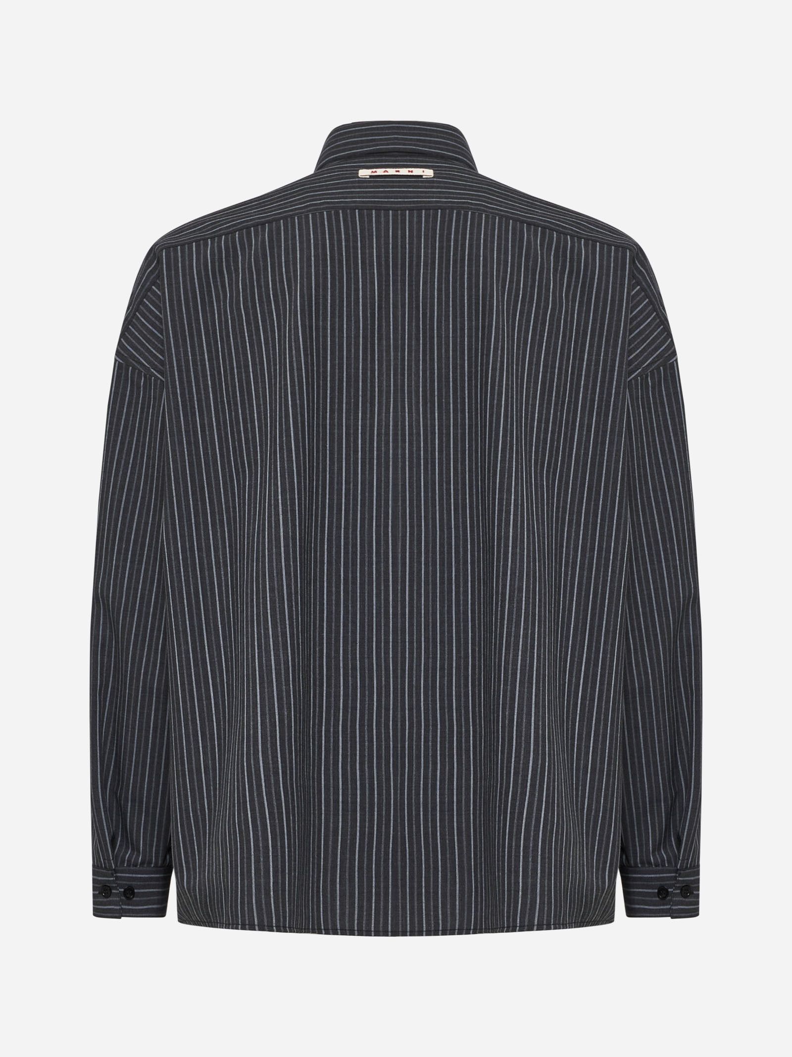 Marni o1w1db11125 Wool Blend Striped Shirt in Black Size US S / EU 44-46 / 1 - 2 Thumbnail