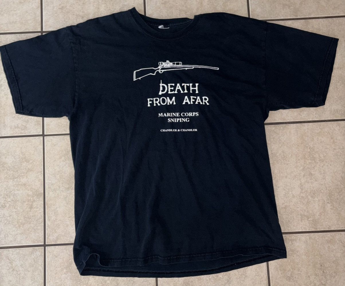 Hanes Vintage marine corps sniping shirt Death from Afar XL Size US XL / EU 56 / 4 - 1 Thumbnail