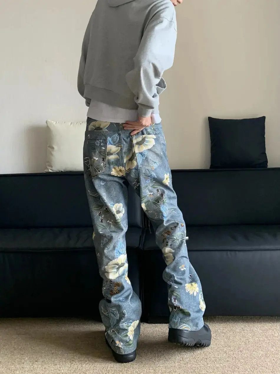 Japanese Brand Loose Wide Leg Floral Print Jeans Design Pants Size US 32 / EU 48 - 3 Thumbnail