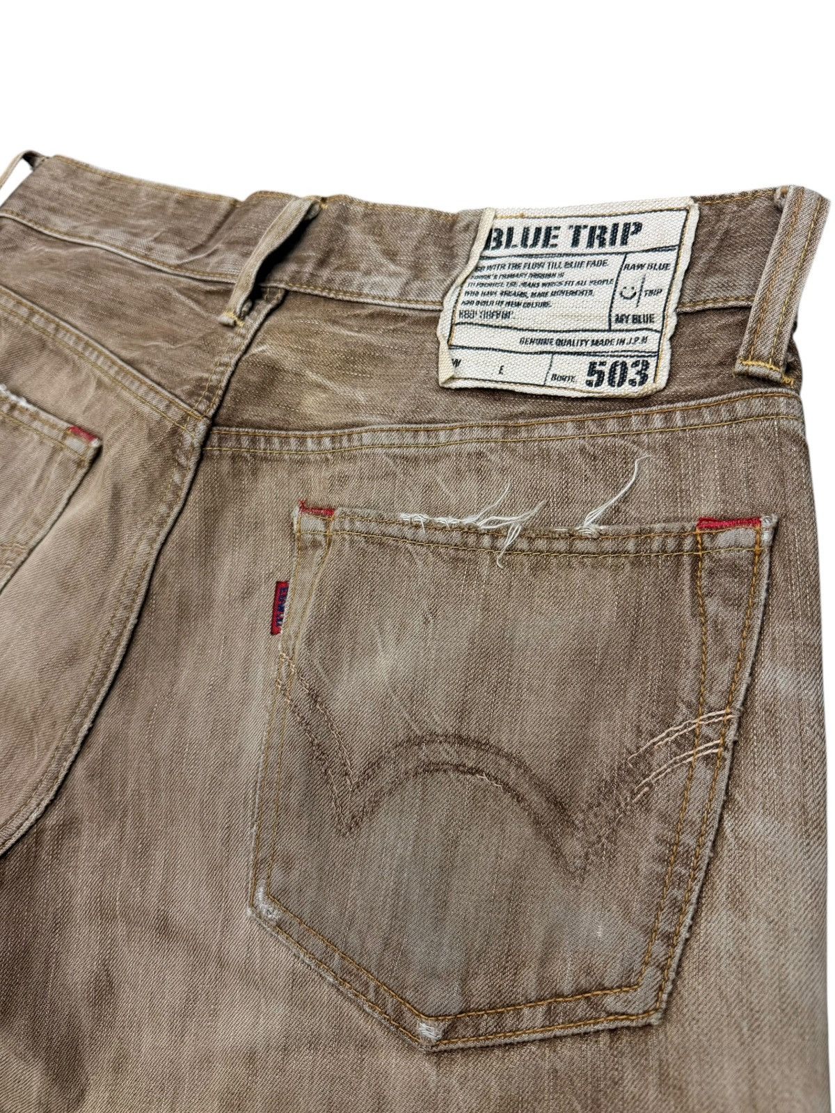 Edwin Vintage EDWIN 503 Blue Trip | Faded Brown Wash | W33 Size US 33 - 8 Thumbnail