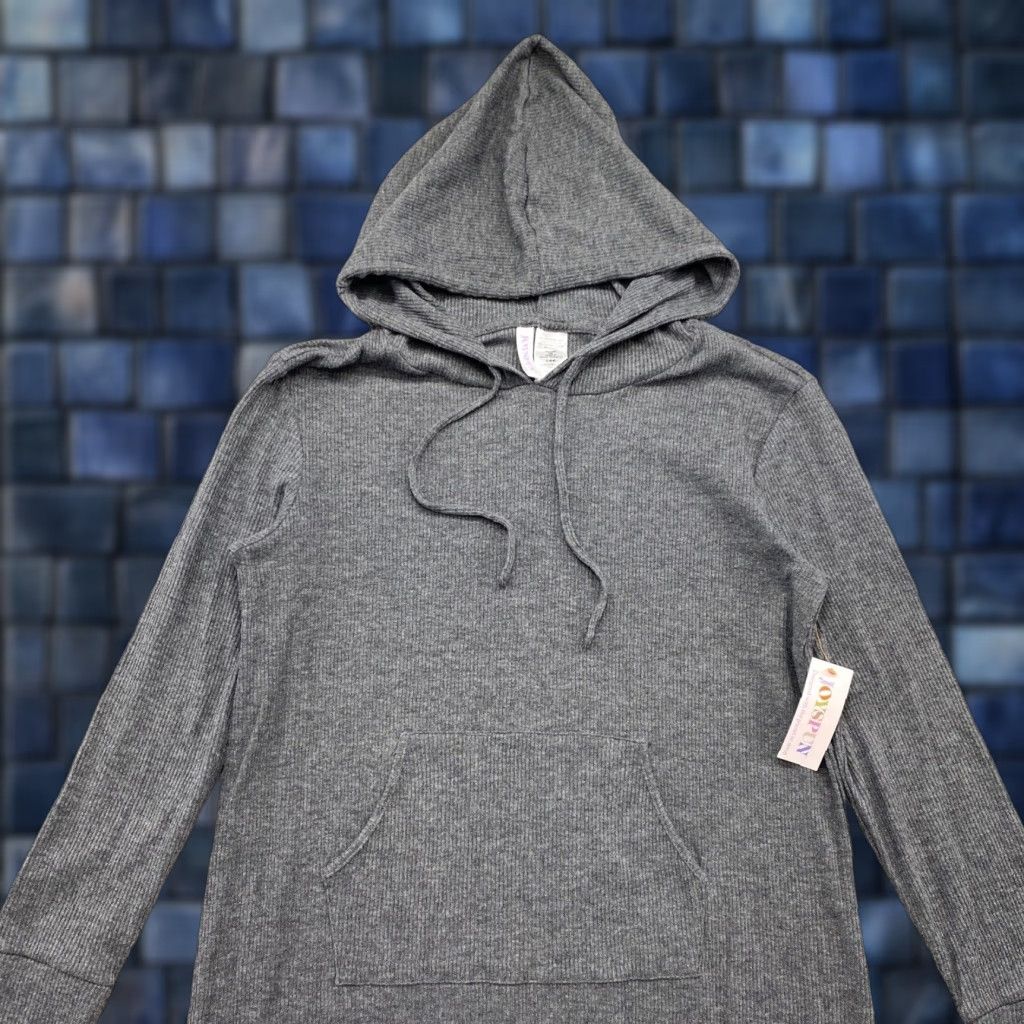 Vintage Joyspun Women’s Gray Knit Hooded Sweater Maxi Dress S Casual Womens Fall Winter Spring Lightweight Side Slit Polyester Blend Size S / US 4 / IT 40 - 1 Thumbnail