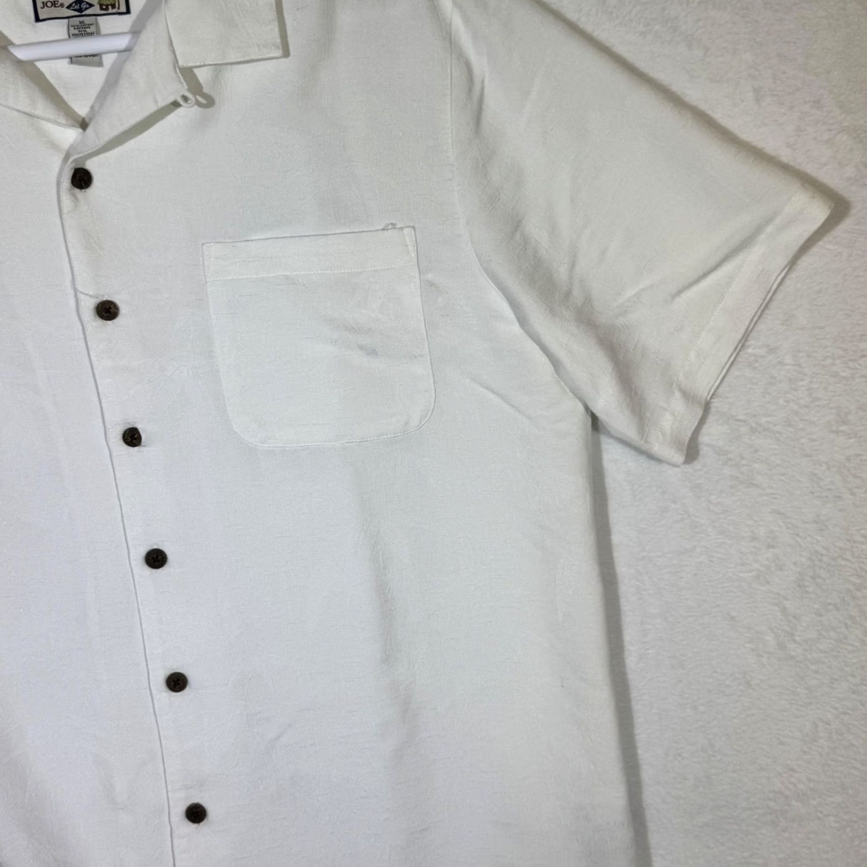 Vintage Caribbean Joe Shirt Mens XL White Camp Cuban Collar Button Front Pocket Jacquard Size US XL / EU 56 / 4 - 5 Thumbnail