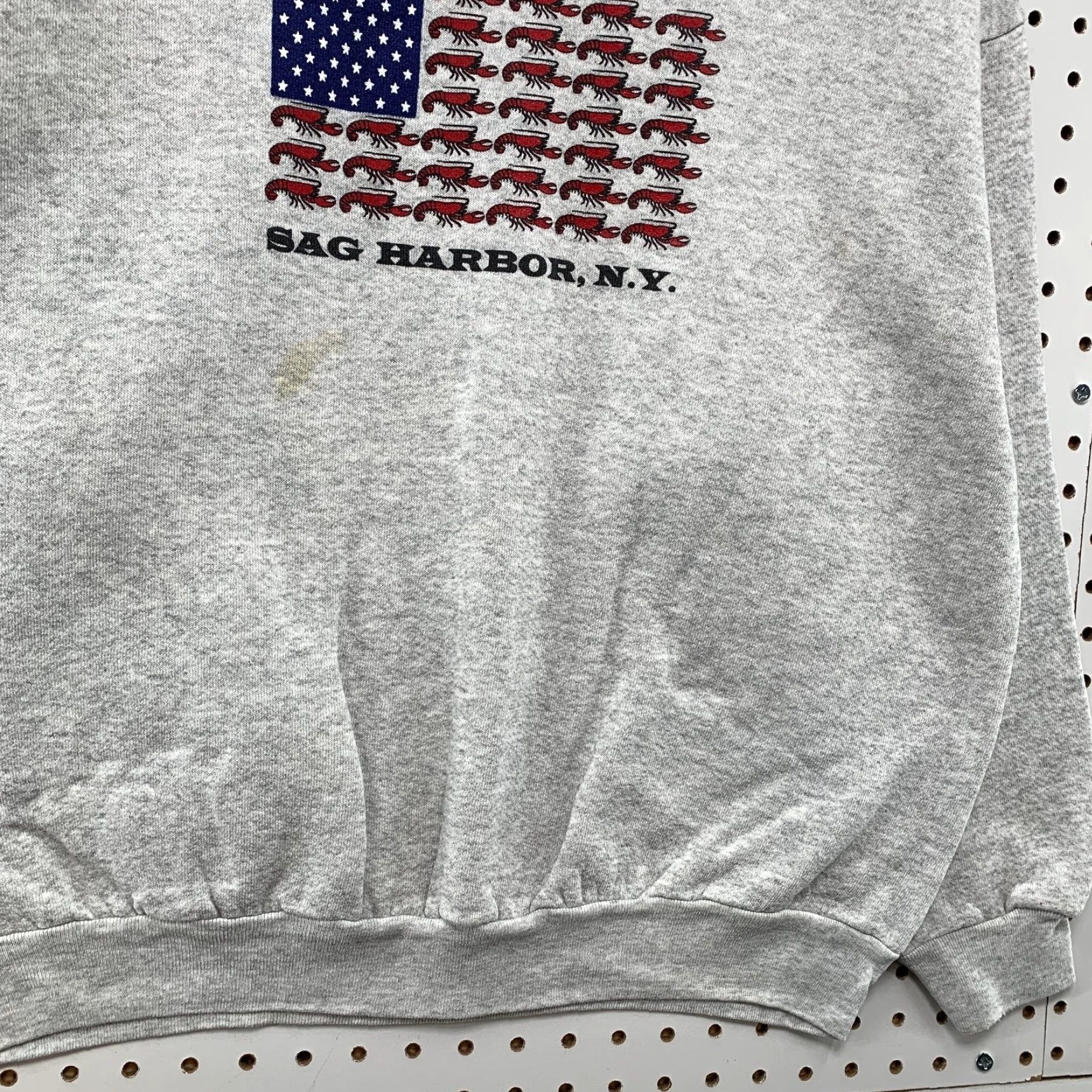 Tultex VINTAGE Sag Harbor NY Lobster Sweatshirt Mens Large Gray USA Flag Fleece Tultex Size US L / EU 52-54 / 3 - 4 Thumbnail