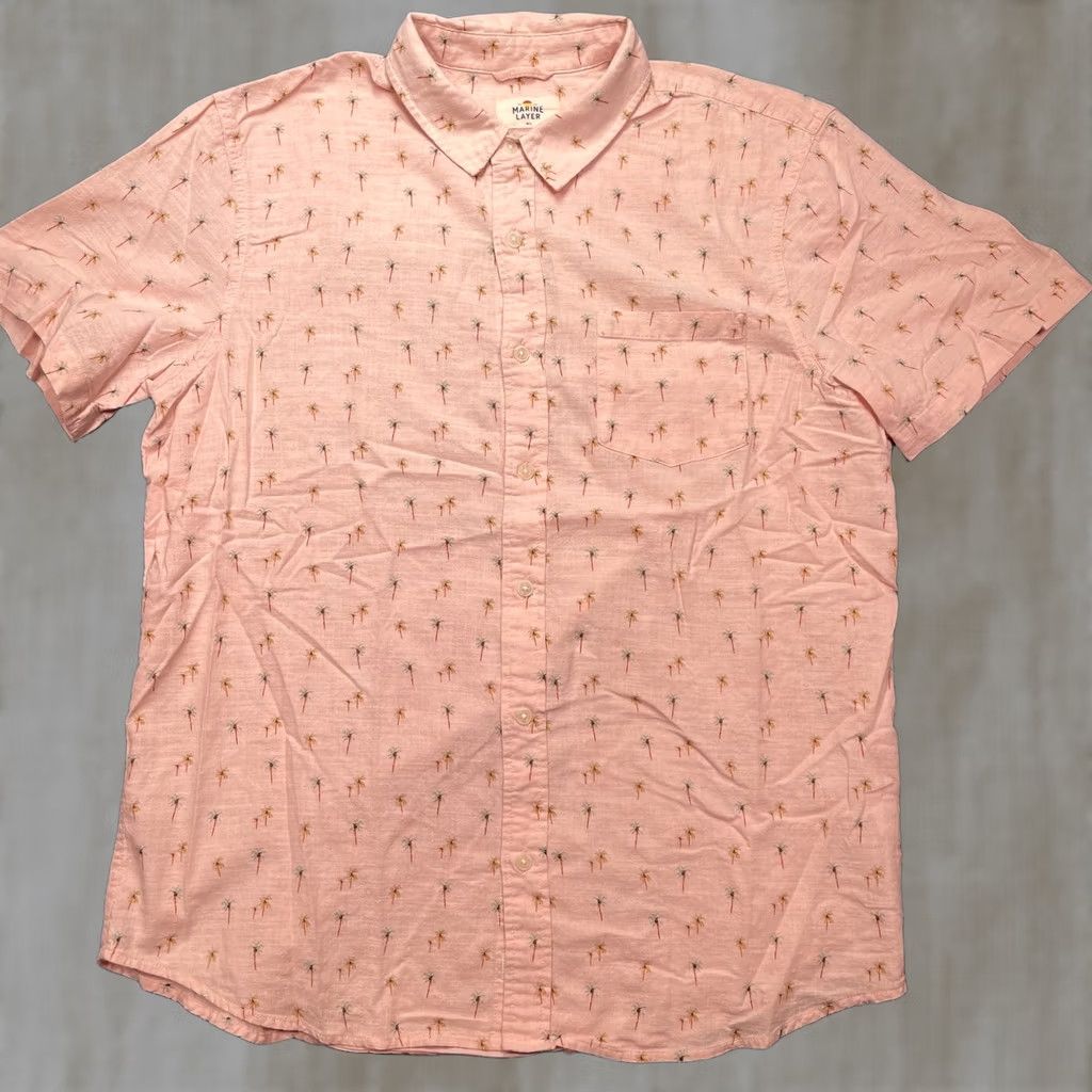 Marine Layer Marine Layer Shirt Mens M/L Pink Palm Tree Tropical Short Sleeve Button Up Size US M / EU 48-50 / 2 - 1 Thumbnail