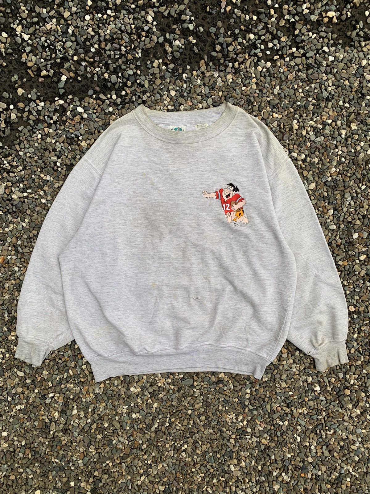 Vintage Distressed Flinstone’s Football Crewneck Sweatshirt