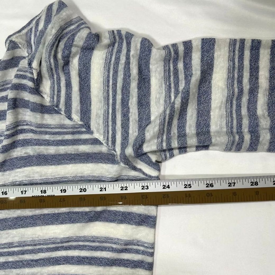 Bella Dahl Bella Dahl Linen Blend Long Sleeve Striped Tie Front Womens Med Blue Shirt Size M / US 6-8 / IT 42-44 - 8 Thumbnail