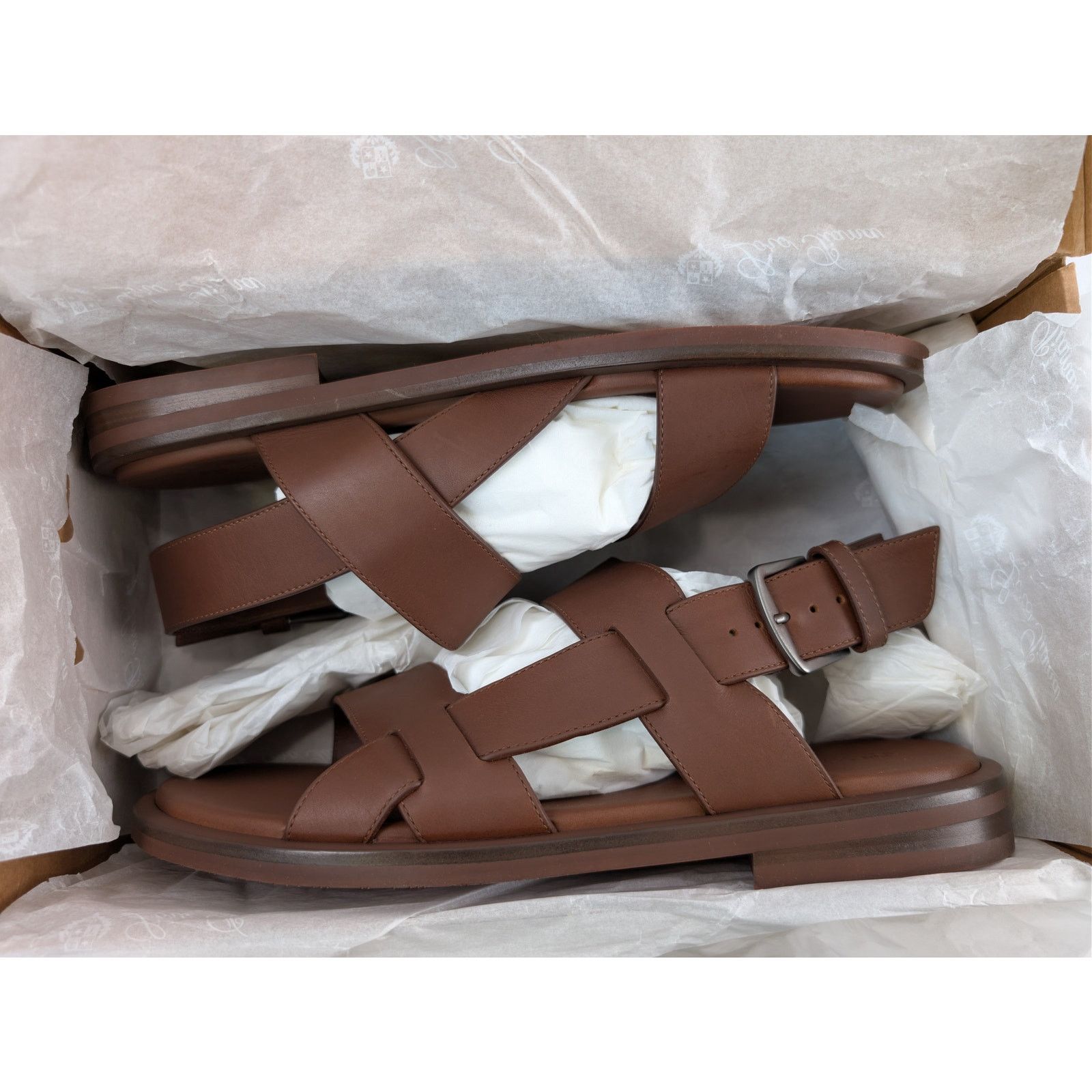 Loro Piana o1rshd1 Slide Sandal Walk Kudu in Aestival Brown Size US 12 / EU 45 - 19 Thumbnail