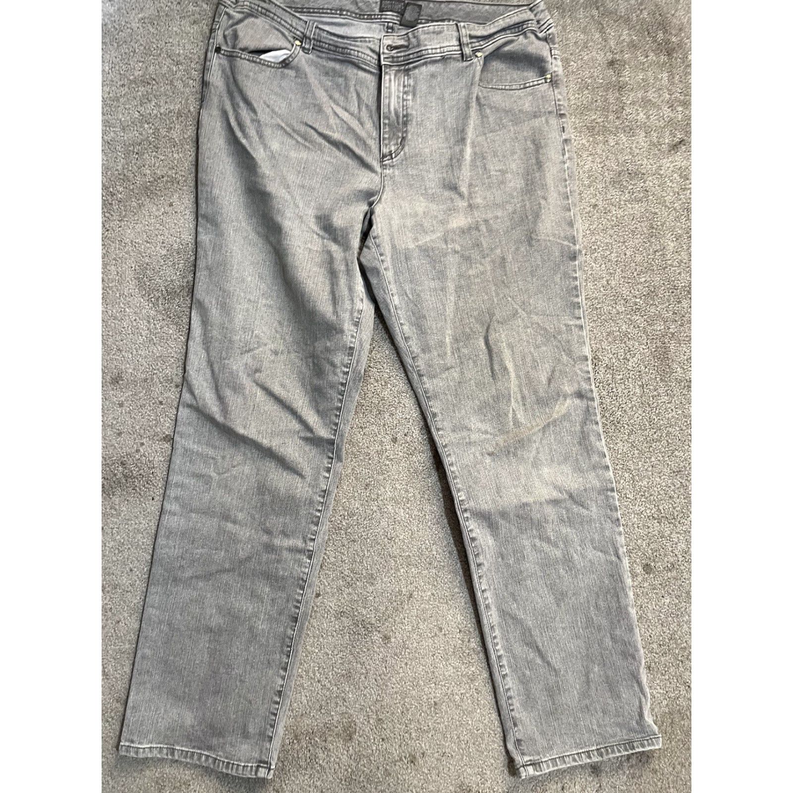 Vintage Chico’s Jeans Women’s Gray Straight Leg 3 Regular Inseam 29 in Cotton Polyester Spandex Denim Zipper Button Stretch Slimming Comfort Vintage No Size 26" / US 2 / IT 38 - 2 Thumbnail