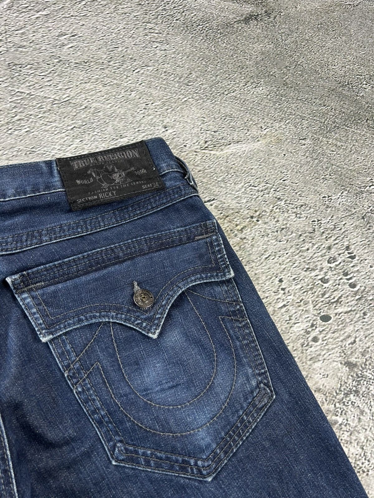 True Religion × Vintage True Religion jorts denim shorts navy black stitching Ricky Size US 34 / EU 50 - 3 Thumbnail