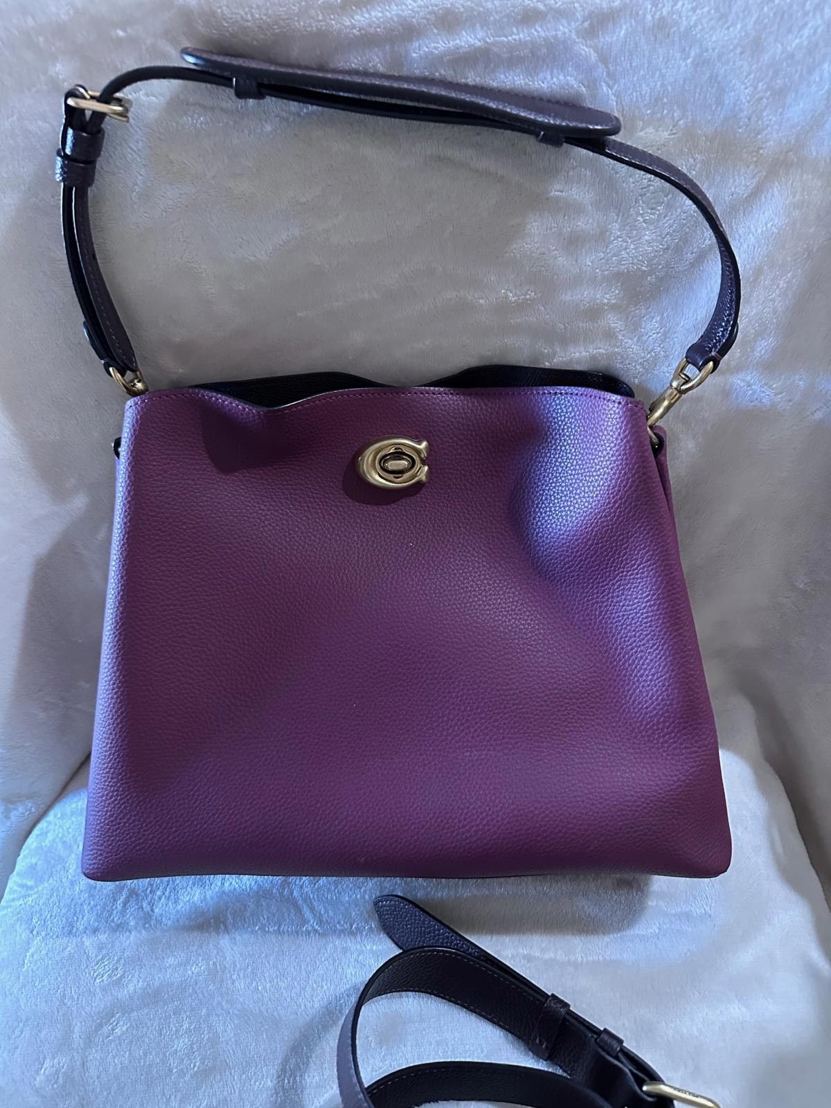 Coach Leather Shoulder Bag with Adjustable and Handle Strap