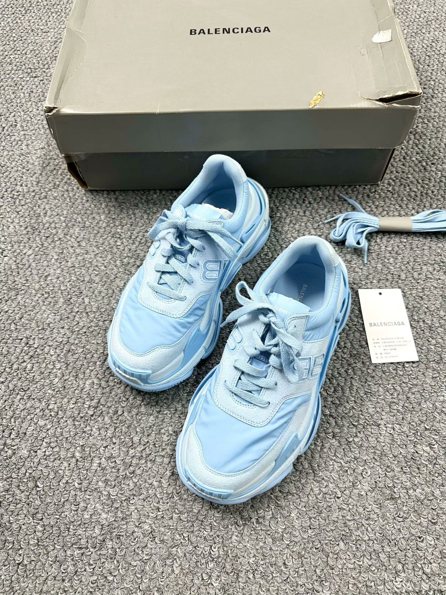 Balenciaga Balenciaga Triple S Light Blue Sneakers Size US 7 / IT 37 - 1 Thumbnail