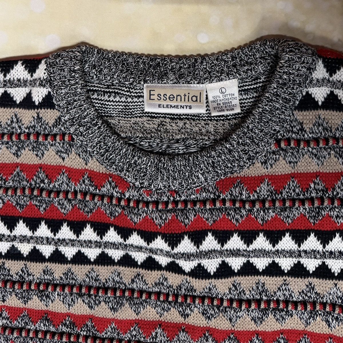 Other Vintage Cotton Sweater Sz Large Essential Elements Geometric Size US L / EU 52-54 / 3 - 2 Thumbnail