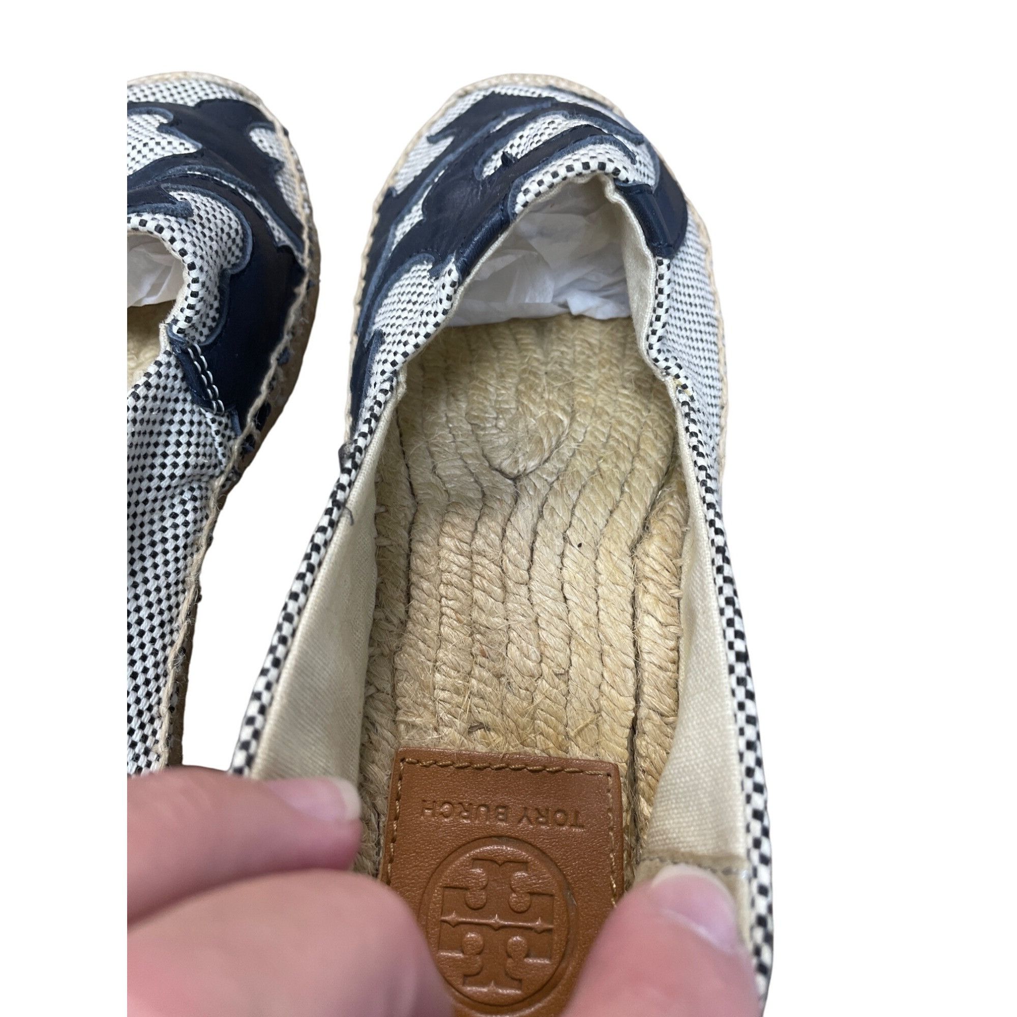 Tory Burch Tory Burch Womens Black white checkered espadrille flats sho Size US 7 / IT 37 - 9 Thumbnail