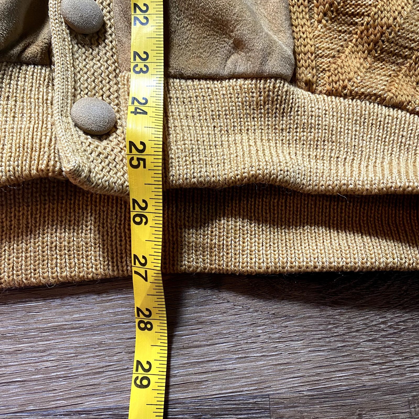 Towncraft × Vintage Vintage Yellow Towncraft Wool Knit / Lambskin Suede Cardigan Size US L / EU 52-54 / 3 - 4 Thumbnail